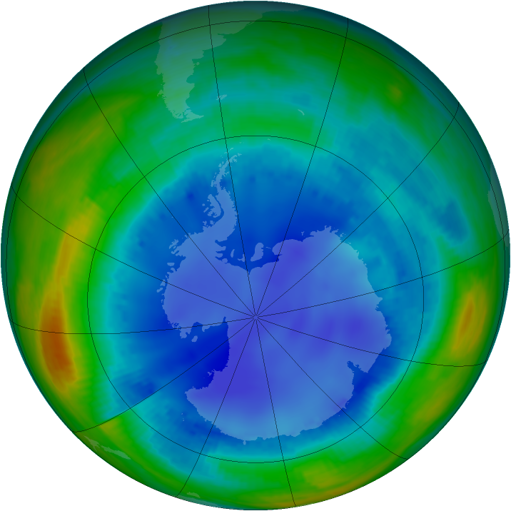 Antarctic ozone map for 06 August 2000